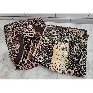 Woman’s Sz 12 Leopard Animal Print Sleeveless Ruched Dress & Beaded Midi Skirt